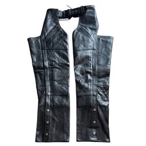 Xpert Black Leather Chaps W Lining - Mens Small / Women’s Large